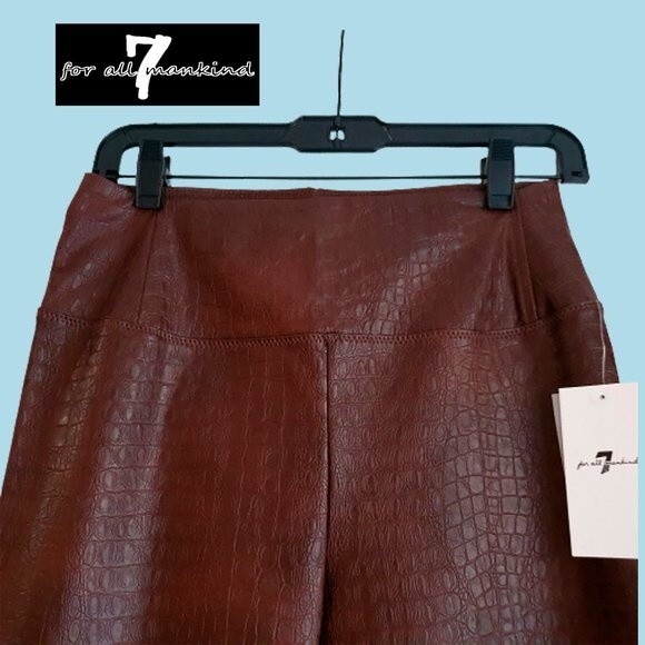 7 FOR ALL MANKIND NEW Crocodile Faux Leather High Rise Legging XS - Picture 7 of 11
